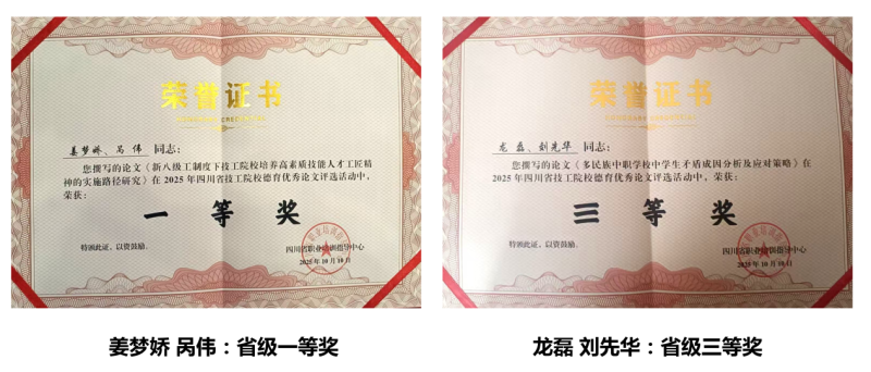 学院教师斩获四川省技工院校德育优秀论文省级奖项